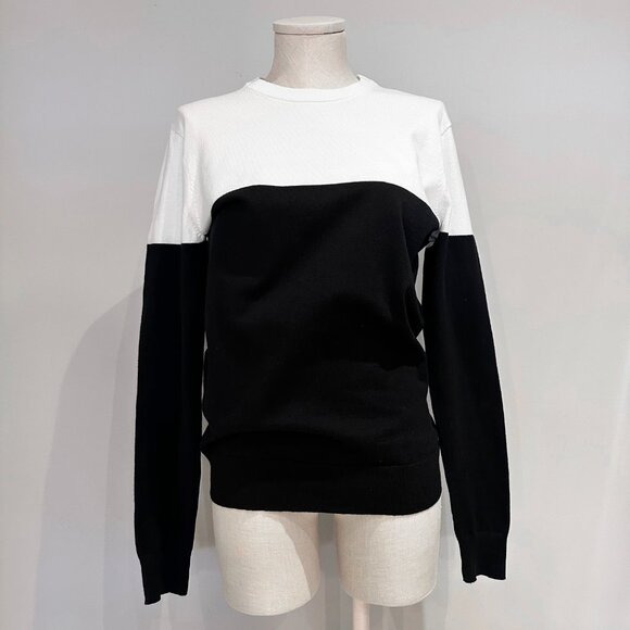 Black Brown 1826 Color block Long Sleeve Crew Neck Sweater Mens Size Small - Picture 1 of 6